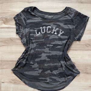 Lucky Brand Gray Camo 'Lucky' Short Sleeve Tee